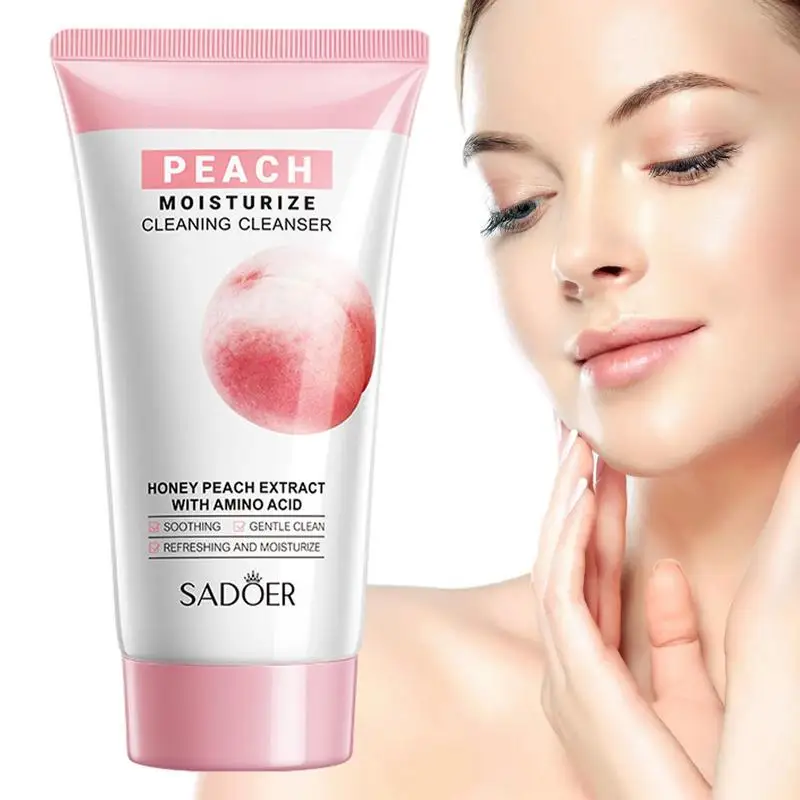 

Moisturizing Face Cleanser Honey Peach Cleansing Lotion Deep Cleaning Face Skin Exfoliator Wash Facial Black Spots Remover