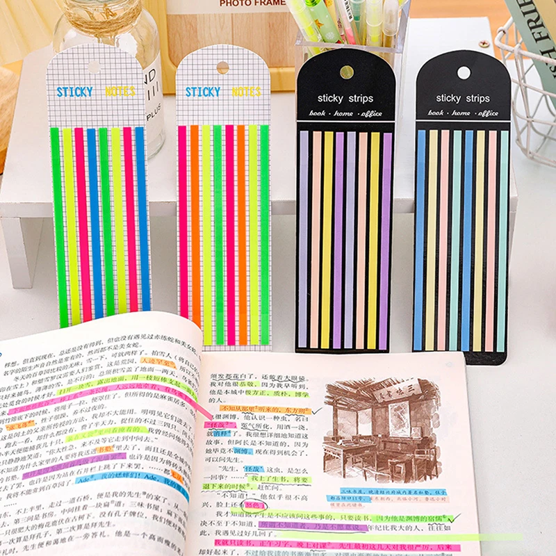 

160pcs Colorful Stickers Transparent Fluorescent Index Labels Flag Stationery Children's School Office Supplies Sticky Notes