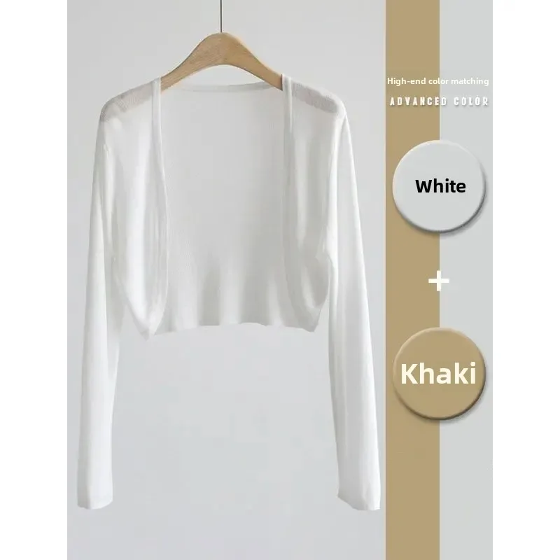 Вязаный ледяной шелк Новое поступление женский кардиган платье-майка верхняя