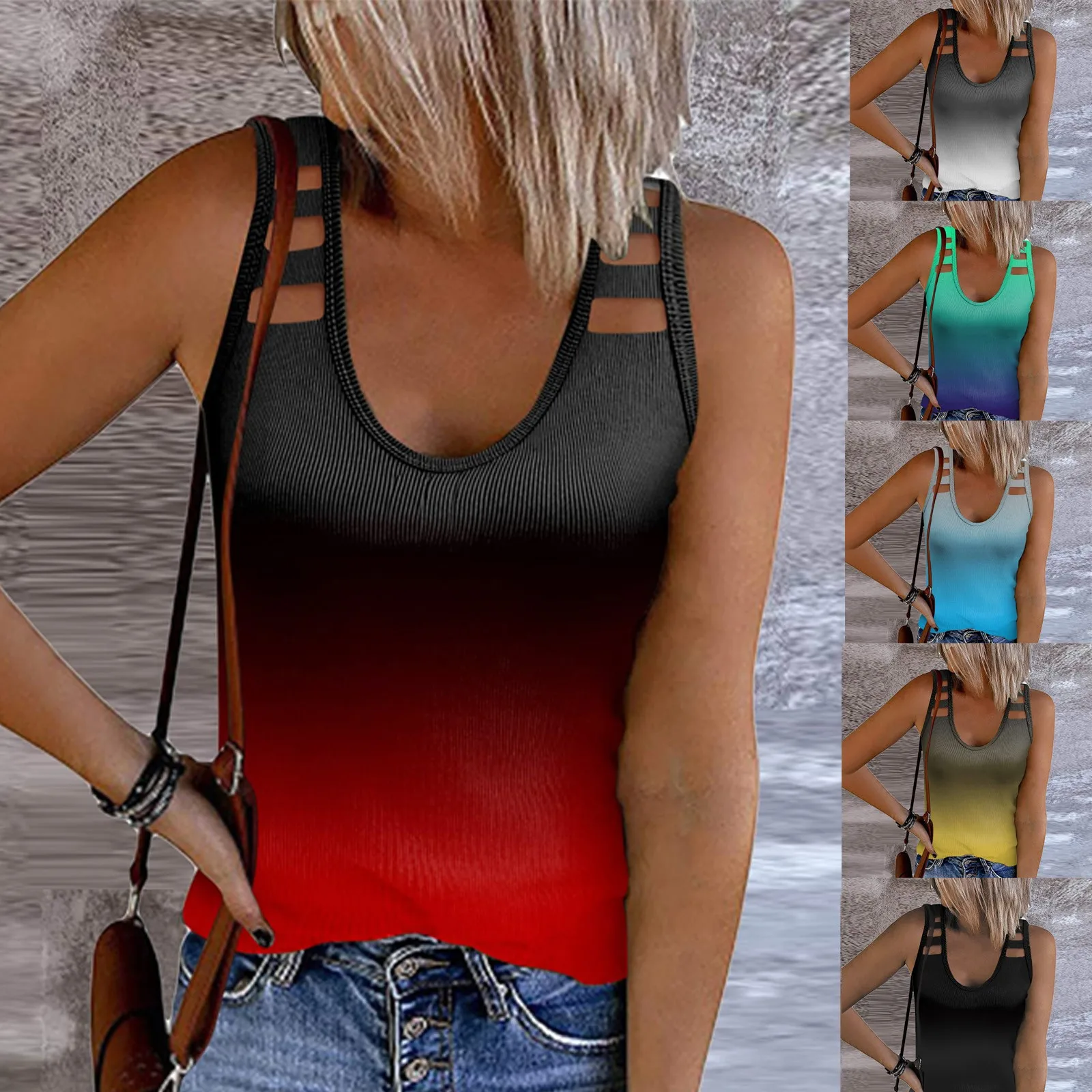 

2022 New Women Shirt Tank Top Women Fashion Strapless U-neck Sleeveless Vest Rib Knitted Casual T-shirt Streetwear Women