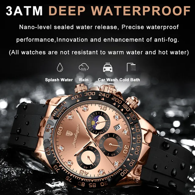 POEDAGAR Luxury Casual Top Brand Watch Business Sport Chronograph Date Luminous Waterproof Silicone Strap Men's Watch Male reloj 2