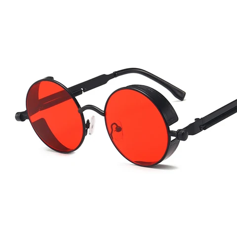 Солнцезащитные очки ACE круглые для мужчин и женщин, Классические готические брендовые дизайнерские ретро солнечные очки в круглой металлической оправе с цветными линзами в стиле стимпанк