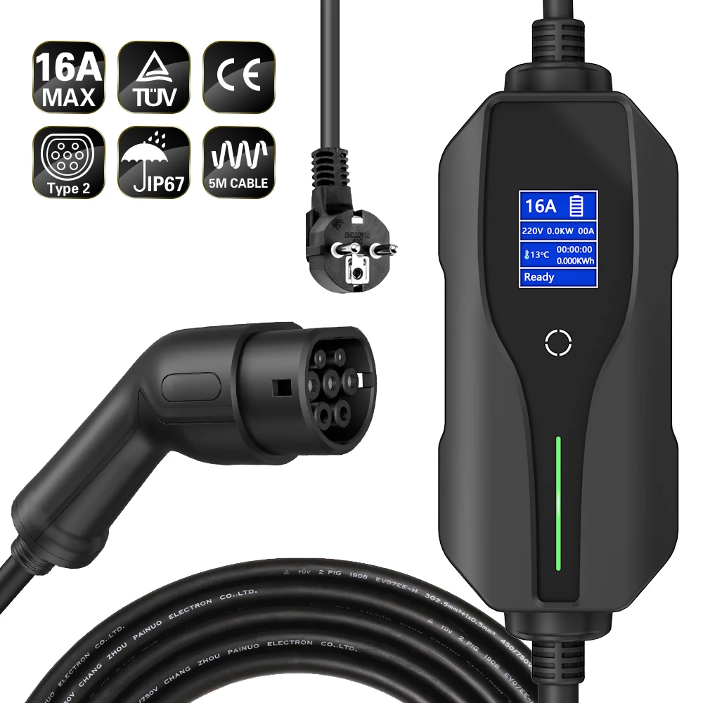 

EU Stardard EV Portable Charger Mode 2 Type 1 Type 2 16A EU Plug 3.6KW EV Charging Station for Electric Car With 5M Cable