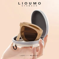 lioumo fashion cat eye sunglasses for women 2022 folding glasses men trendy shades unisex eyewear tea color dames zonnebril