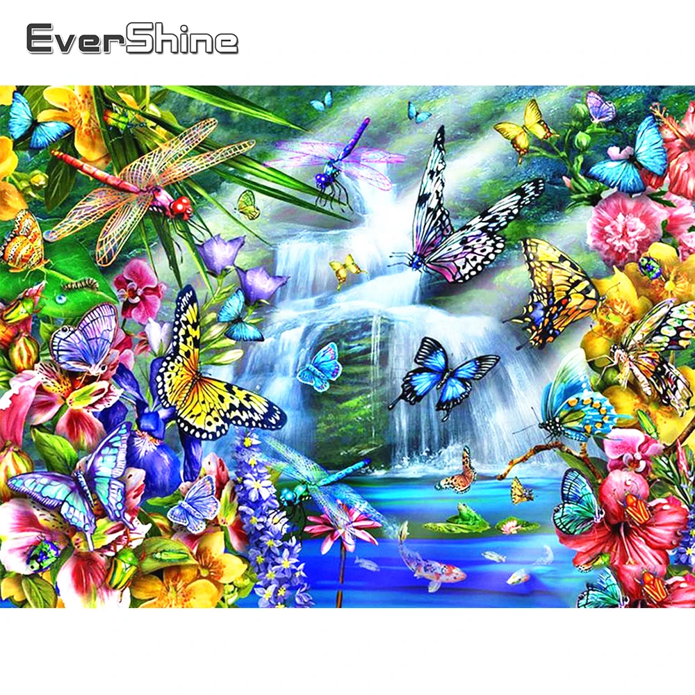 

EverShine 5д алмазная мозаика бабочка полная площадь алмазная вышивка водопад картина из страз живопись животные искусство стены