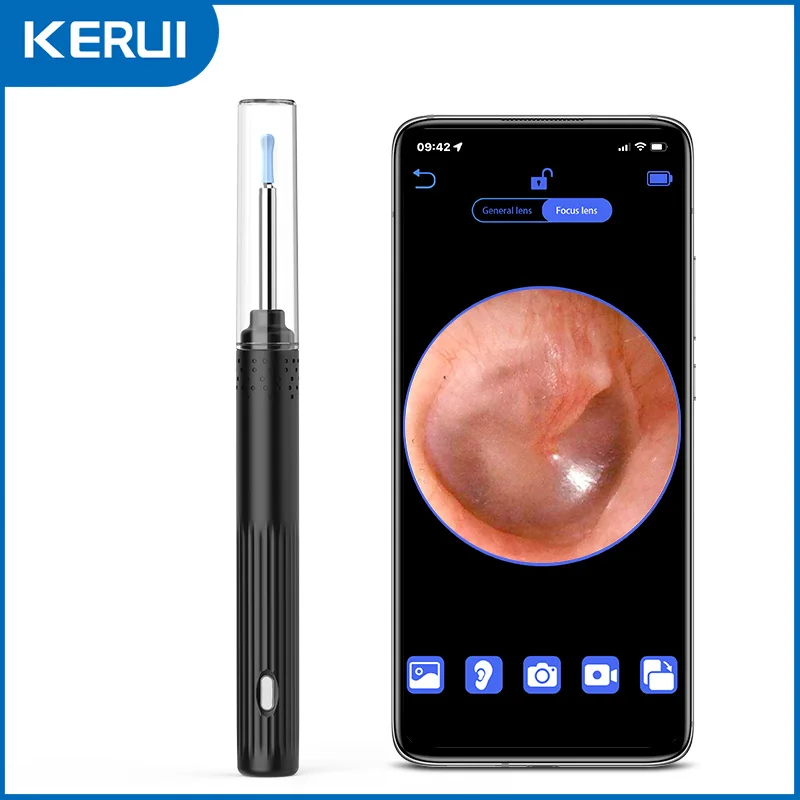 Фото KERUI инструмент для очистки ушной серы, ушной эндоскоп с мини-камерой, USB C, зарядка, набор для ухода за ушами для iPhone Android №4