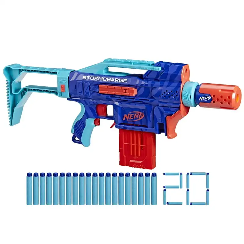 

Stormcharge Motorized Blaster, 20 Darts, 10- Clip, Stock, Barrel