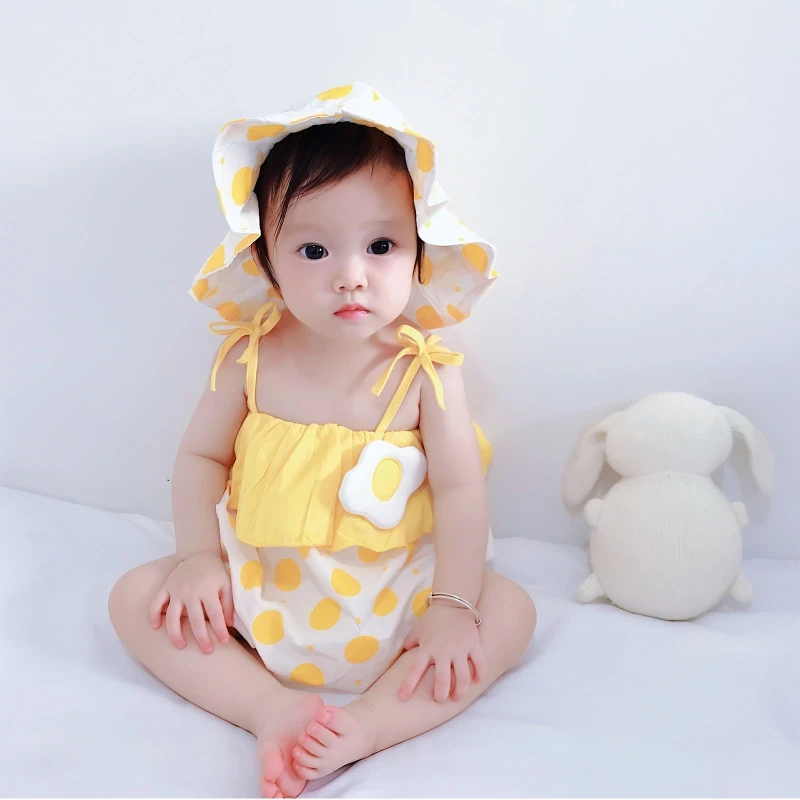 

Baby Romper No Sleeve with Hat Set Toddler Girls Boys Infant Romper Outfit for Newborn Little Kids Breathable Soft Clothes