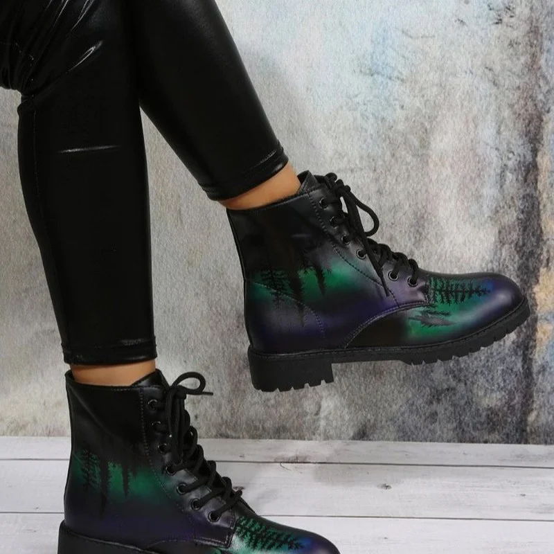 Женские ботильоны с цветочным принтом полуботинки со шнуровкой на низком