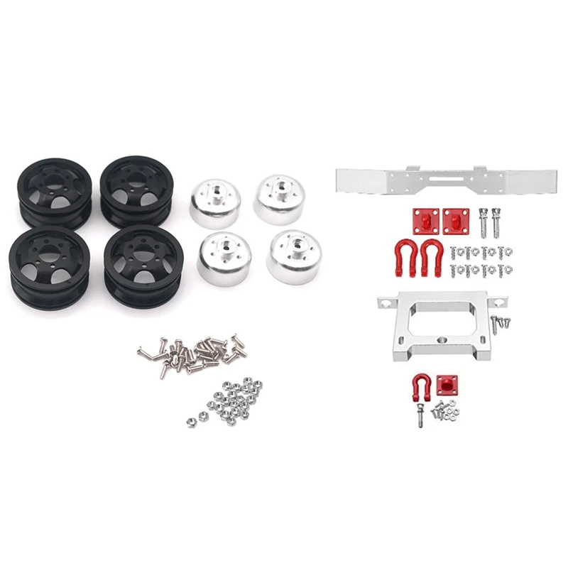 

Обновленный комплект металлических ободов, черная Ступица колеса с автомобилем и грузовиком на радиоуправлении, передний и задний бампер