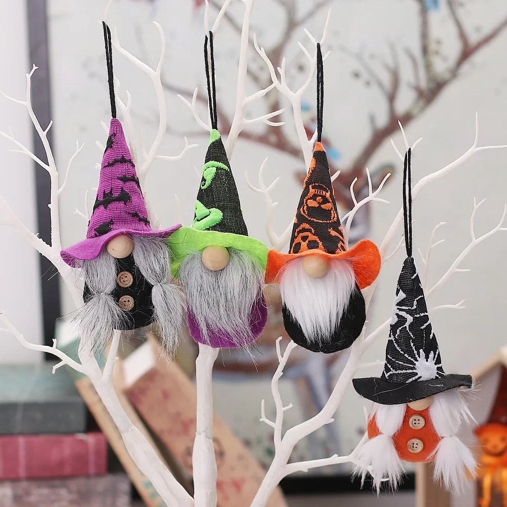 

4pcs Halloween Gnome Plush Elf Decorations Handmade Scandinavian Tomte for Halloween Home Table Ornament Halloween Party Supply
