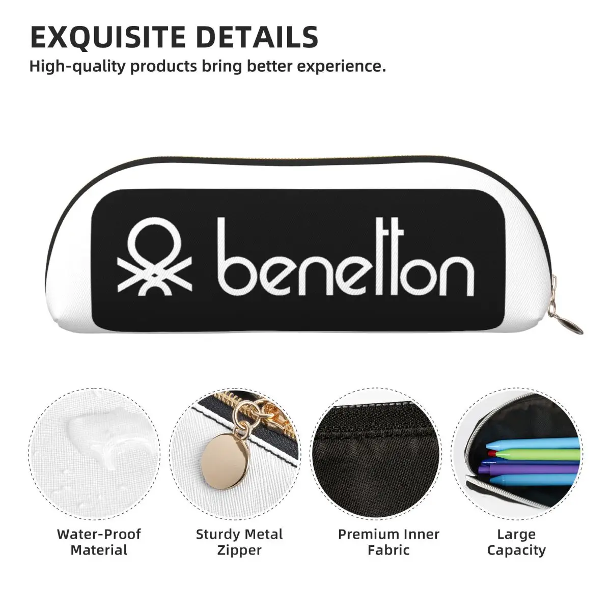 Фото Соединенные цвета Benetton, пенал для хранения канцелярских принадлежностей, большая вместительная коробка для ручек, сумка-карандаш для студентов, подарок №4