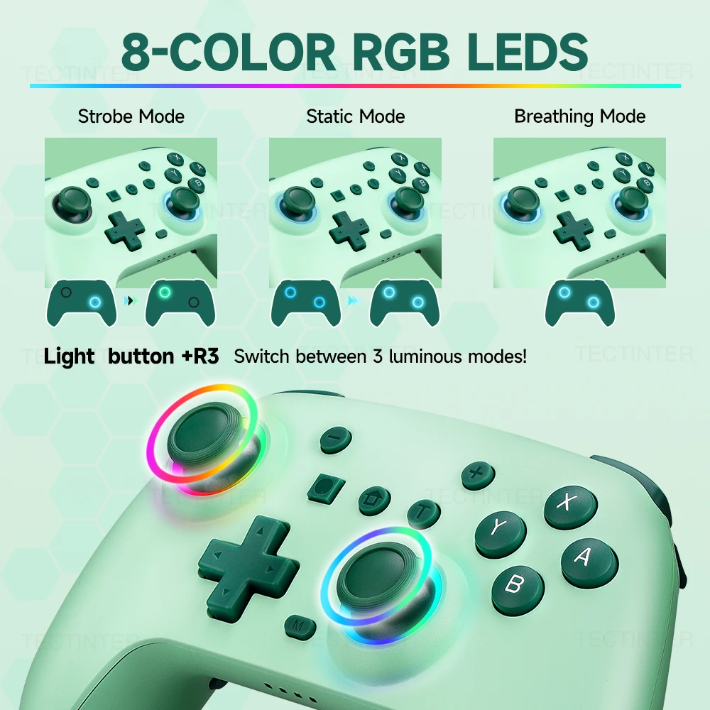Беспроводной Bluetooth-контроллер RGB для Nintendo Switch/OLED/Lite/Android/IOS/ПК геймпад джойстики с