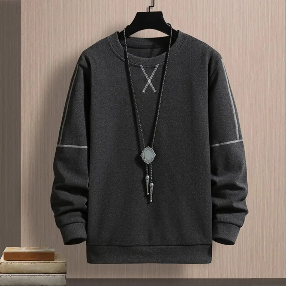 

Male Top Crew Neck Loose Fit Anti-freeze Simple Casual Solid Sweatshirt Pullover Top Pullover Top for Outdoor