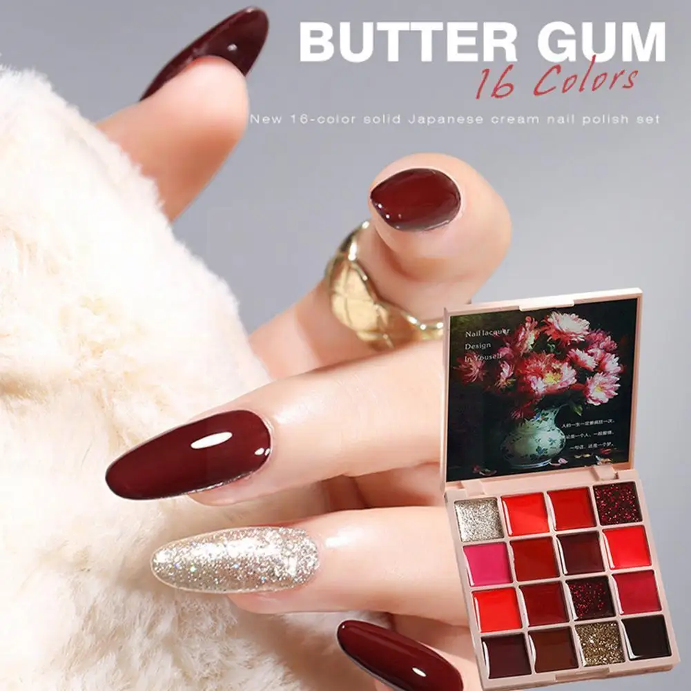 

16 Colors Nail Gel Palette Kit Cream Gel Nail Polish Art Nails UV Gel Off Design Nail Design Painting Soak Gel Art R8L1