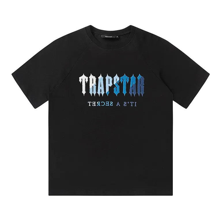 

2022 Summer Men and Women Trapstar 2.0 Chenille Decoded Chort Set Ice Flavours 1:1 Top Quality Embroidered London T-shirt Shorts