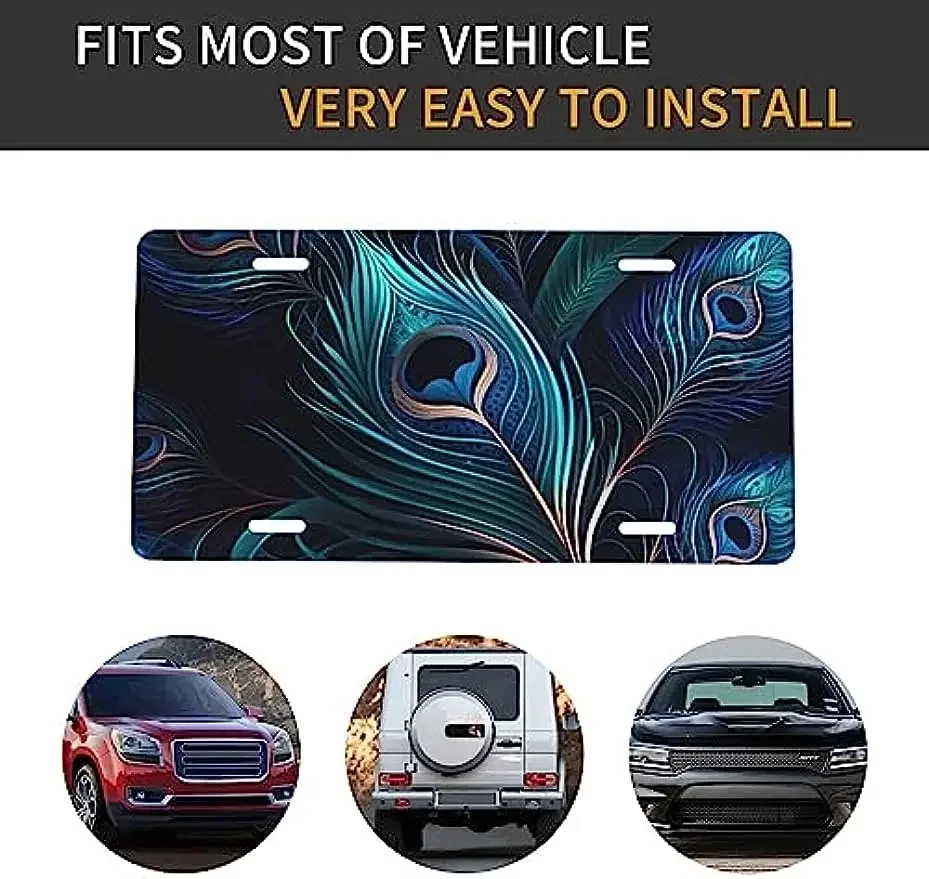 Чехол для номерного знака с павлиньими перьями крутой павлин алюминиевые