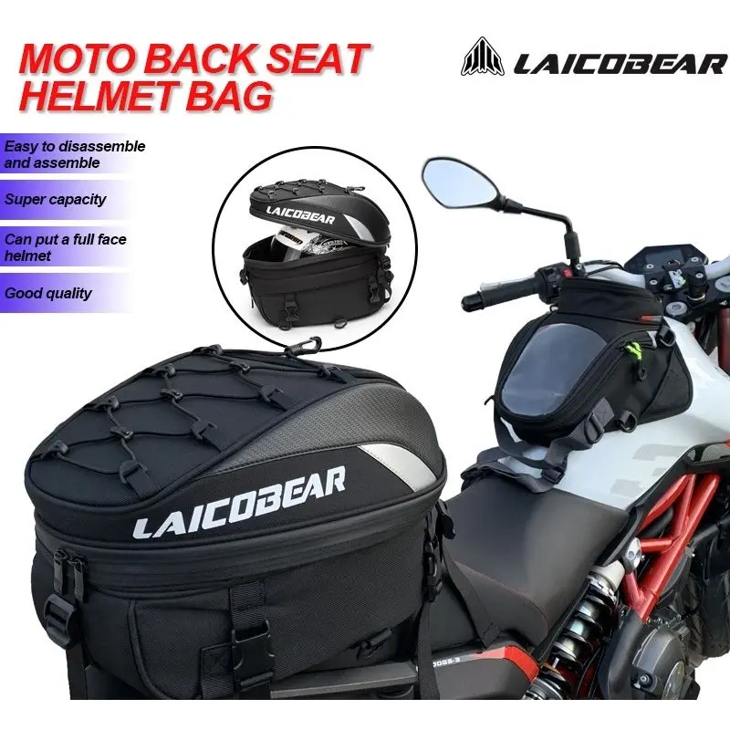

Мотоциклетные рюкзаки 37L, водонепроницаемая сумка для заднего сиденья, прочный велосипедный шлем, многофункциональный Байкерский чемодан