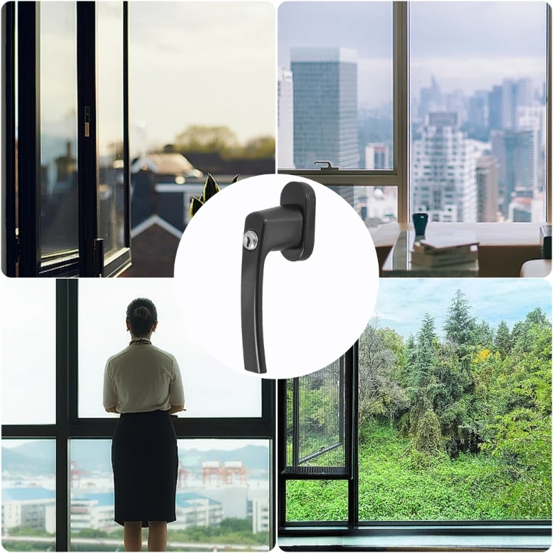 Запираемая оконная ручка с ключом и винтами для балконной двери из нержавеющей