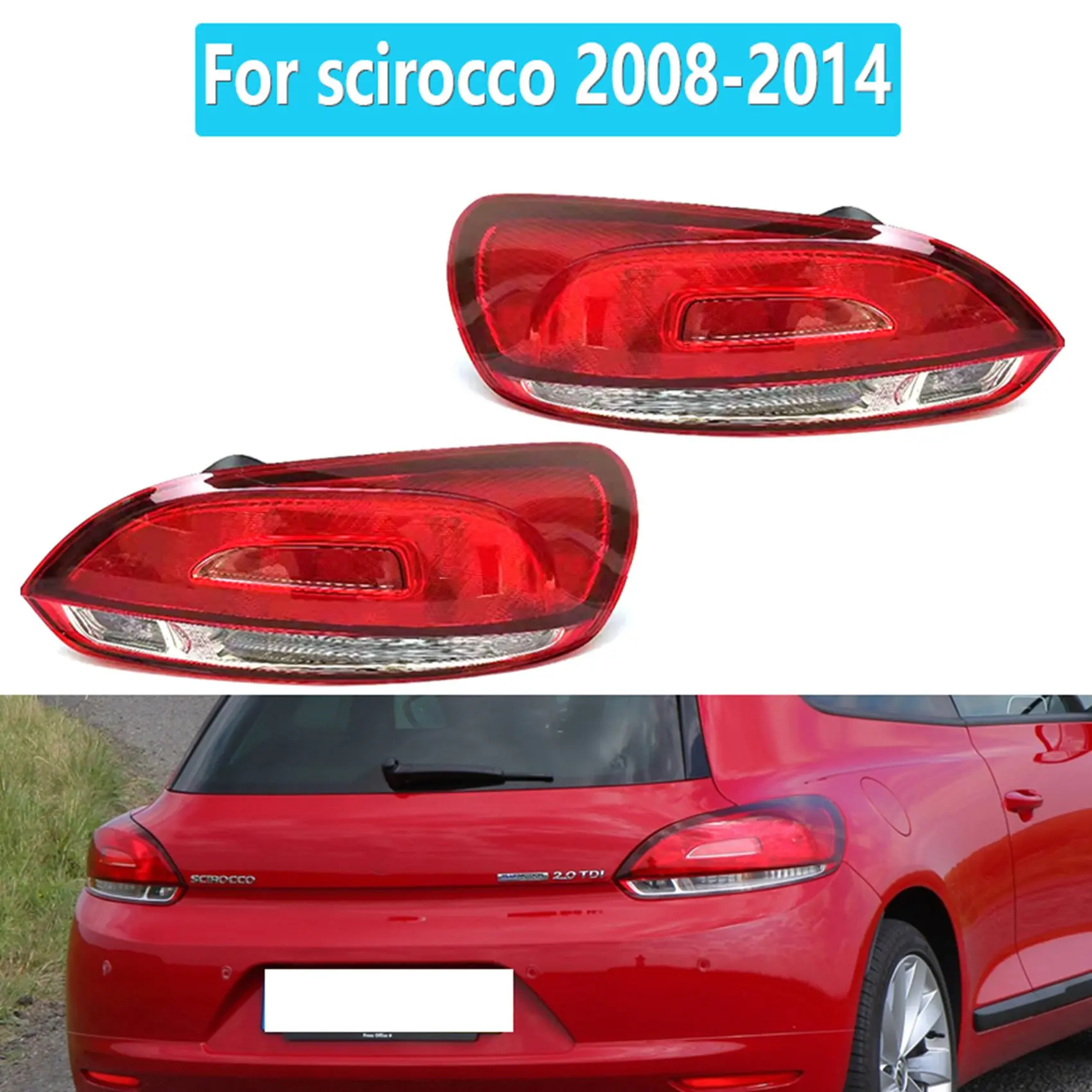 

Left Tail Light Rear Brake Lamp Without Bulb Stop Warning Lights For-VW Scirocco 2008-2014 1K8945096R 1K8945095G