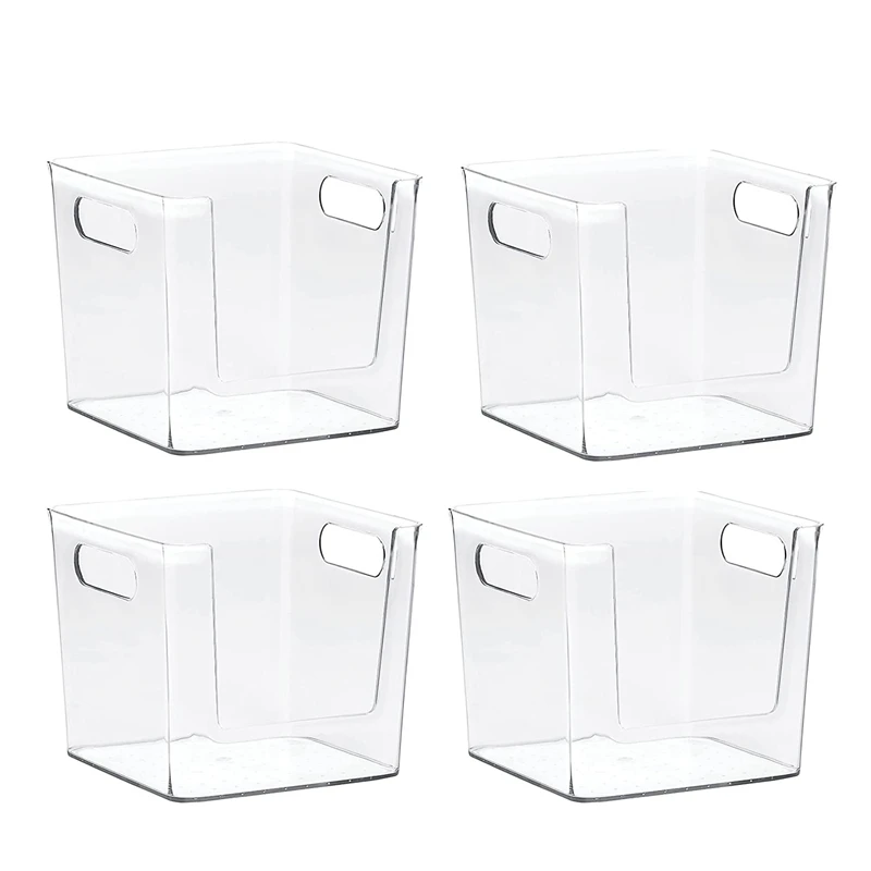 

Kitchen Organization Clear Plastic Storage Bins - Pantry Organization And Storage,Freezer & Fridge Organizer 4 Pcs