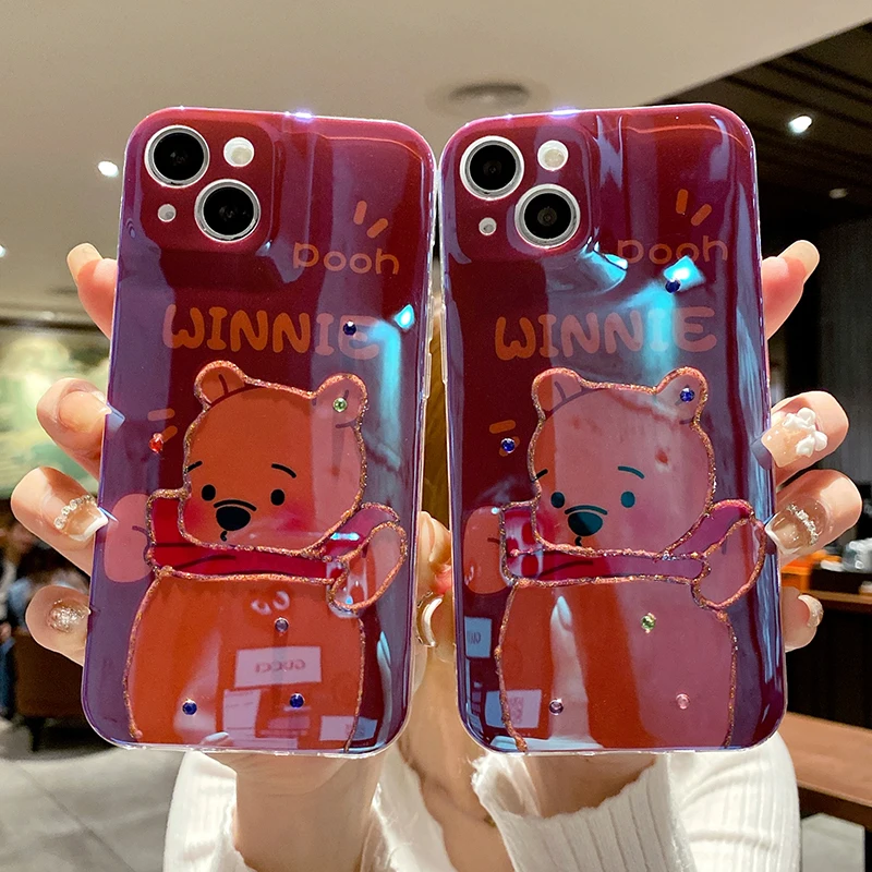 

Disney Cute Winnie The Pooh Phone Case for iPhone 11 12 13 mini pro XS MAX 8 7 Plus X XR Cover