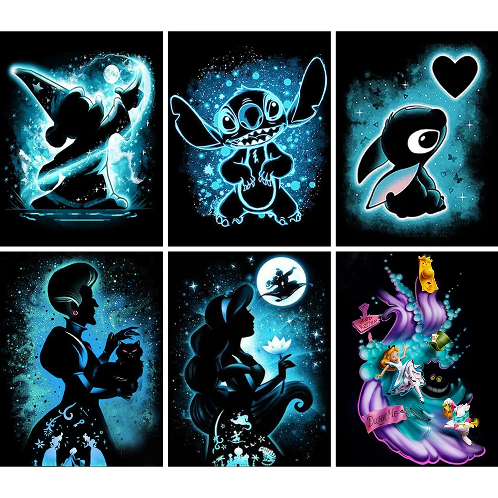 

Disney Stitch Fairytale Princess and Pet Round Drill 5D Diy Diamond Painting Cartoon Fantasy Embroidery Cross Stitch Bead Gift