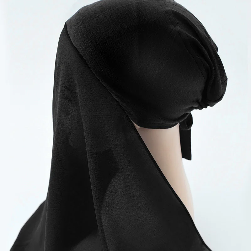 Women Underscarf Headscarf Turban Bonnet Cap Attached Chiffon Instant Hijab Adjustable Neck Cover Muslim Headwrap Long Shawl New