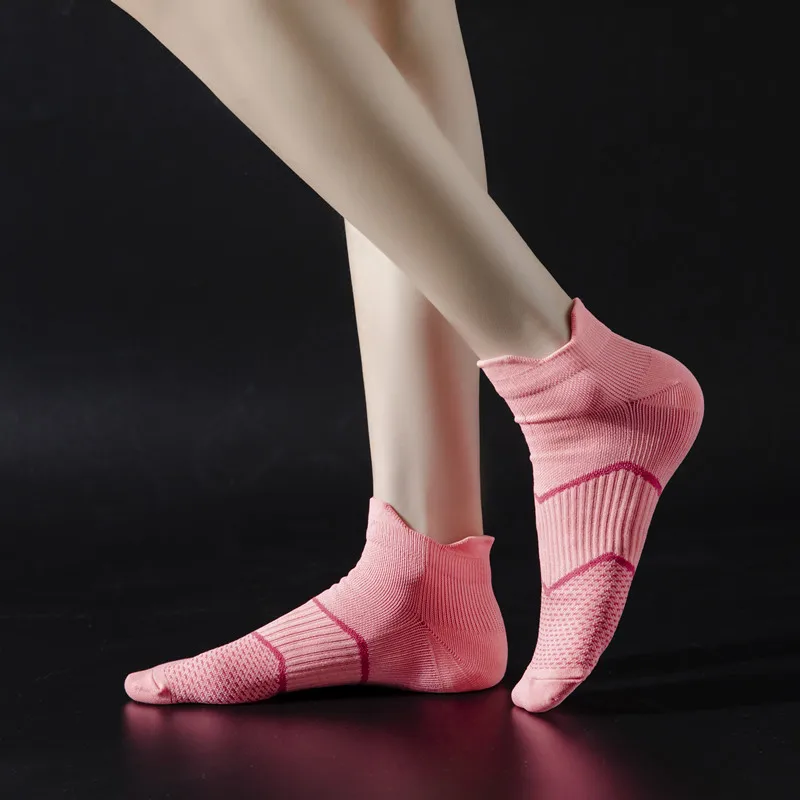 2 Pairs Professional Sports Running Socks Men's And Women's Thick Shallow Mouth Fitness Moisture Proof Deodorization Marathon