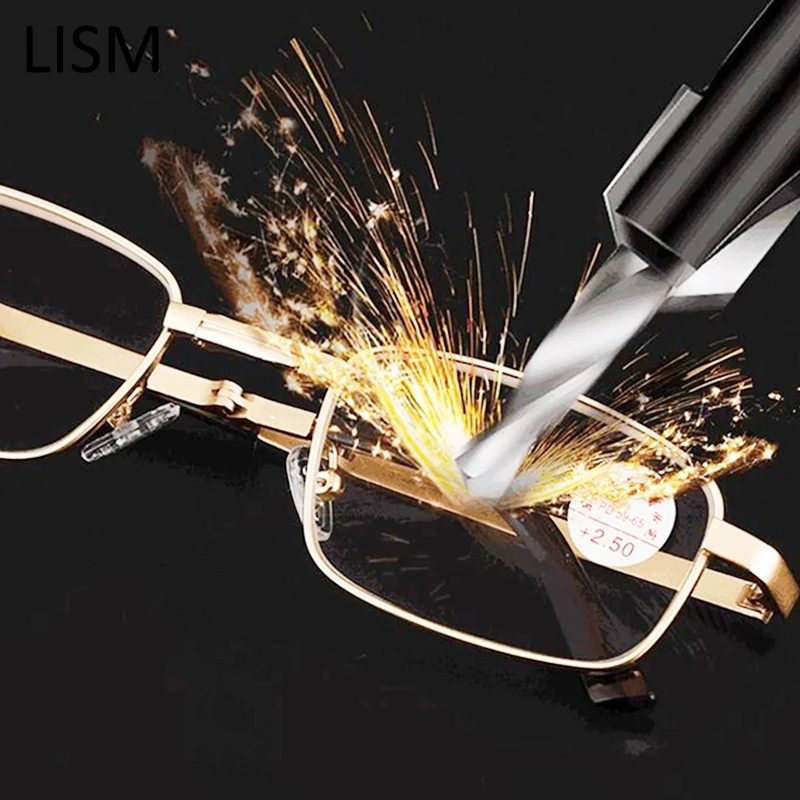 

Men Women Reading Glasses Glass Lens Alloy Full Frame Presbyopic Glasses with Case Anti-Scratch Magnifying Eyewear Diopter 1.5