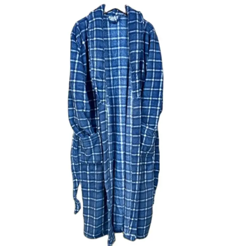Winter Robes for men flannel warm nightgown plaid dressing gown woman
