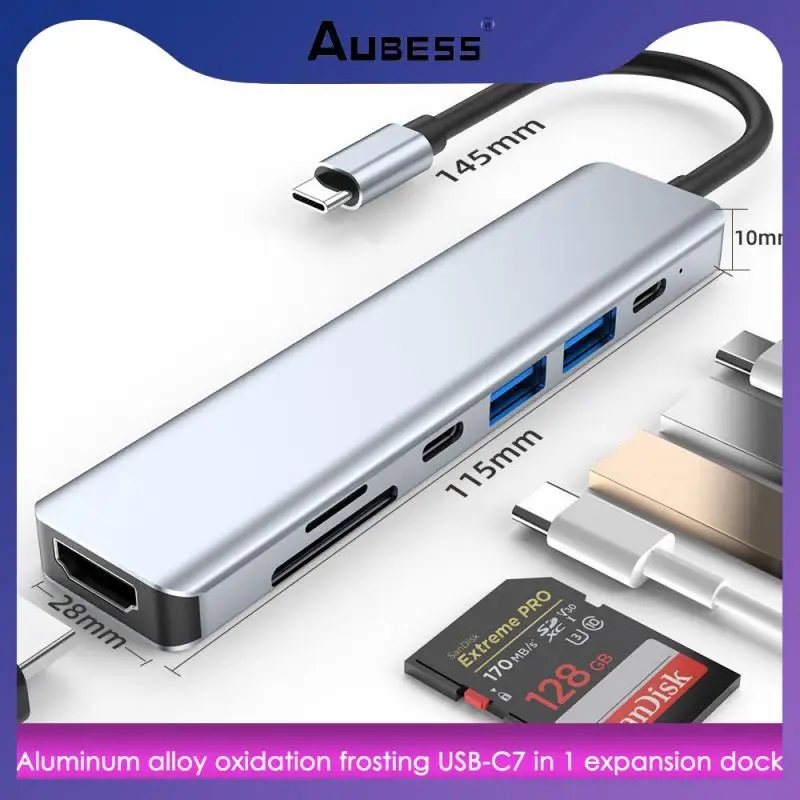 

Frosted Texture Card Reader Usb Transfer Rate 5gbps Usb Hub 7-port Expansion Splitter Plug And Play Compatible And Unobstructed