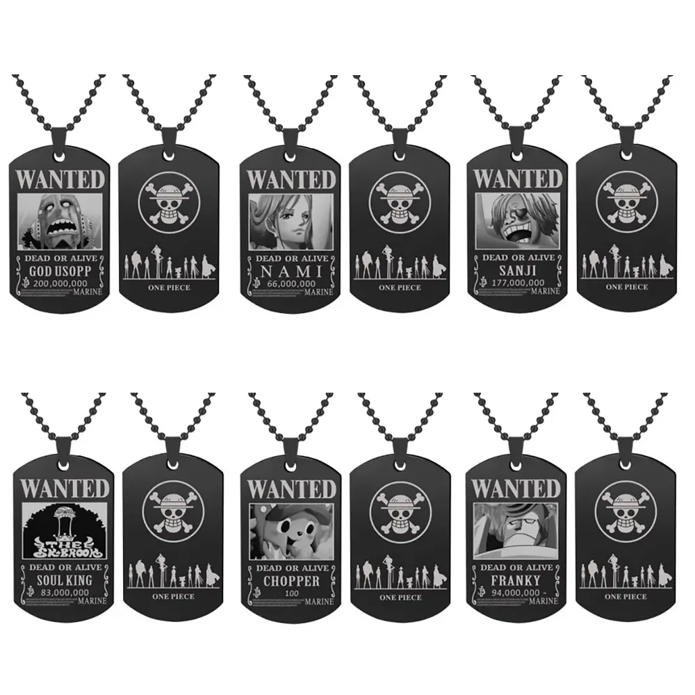 

Fashion Creative Anime One Peice Necklace Monkey D. Luffy Female Emperor Tony Tony Chopper Steel Military Brand Pendant Gifts