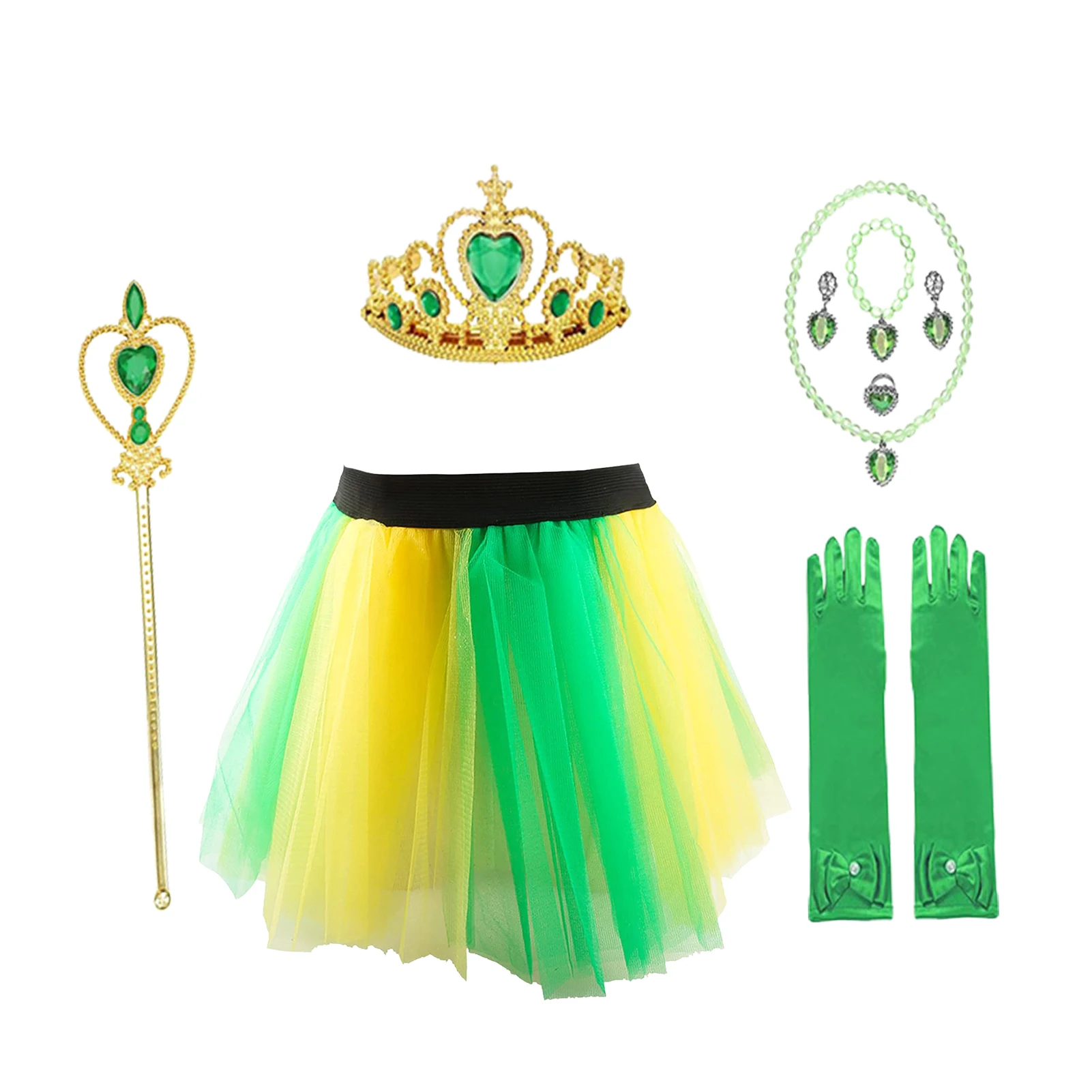 

Набор из 10 костюмов принцессы, комплект ювелирных изделий для косплея Эльзы, включая короны и ожерелья с палочками