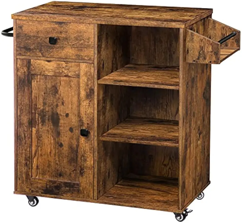 Kitchen Island, Storage Cabinet with Drawer, Kitchen Cart with Spice and Towel Rack, Saving Space, Easy Assembly