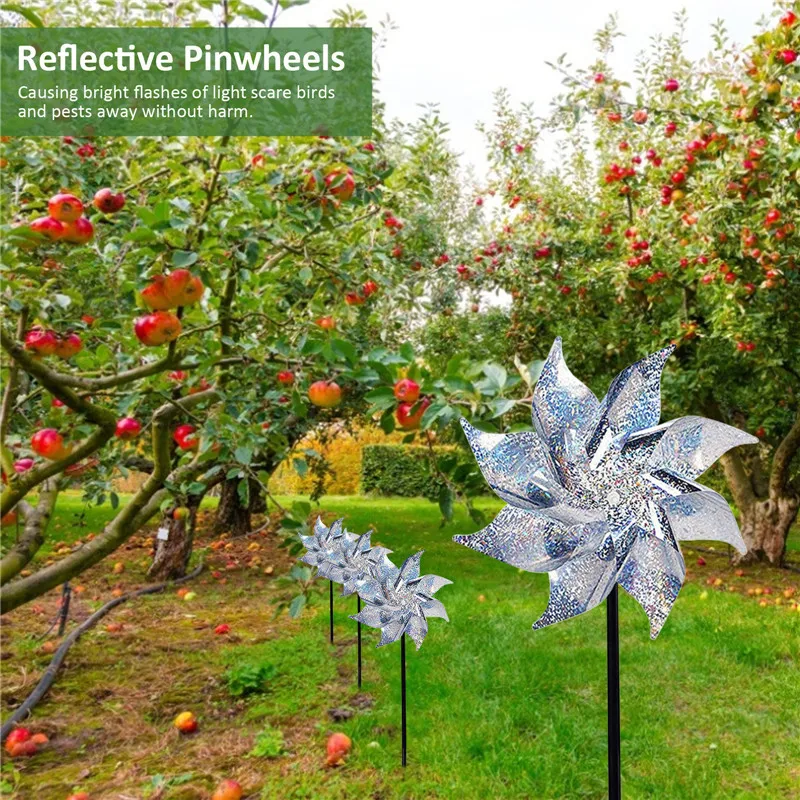 

Garden Bird Repeller Pinwheel Wind Spinner Reflective Sparkly Bird Deterrent Windmill Protect Garden Flower Lawn Yard Decoration