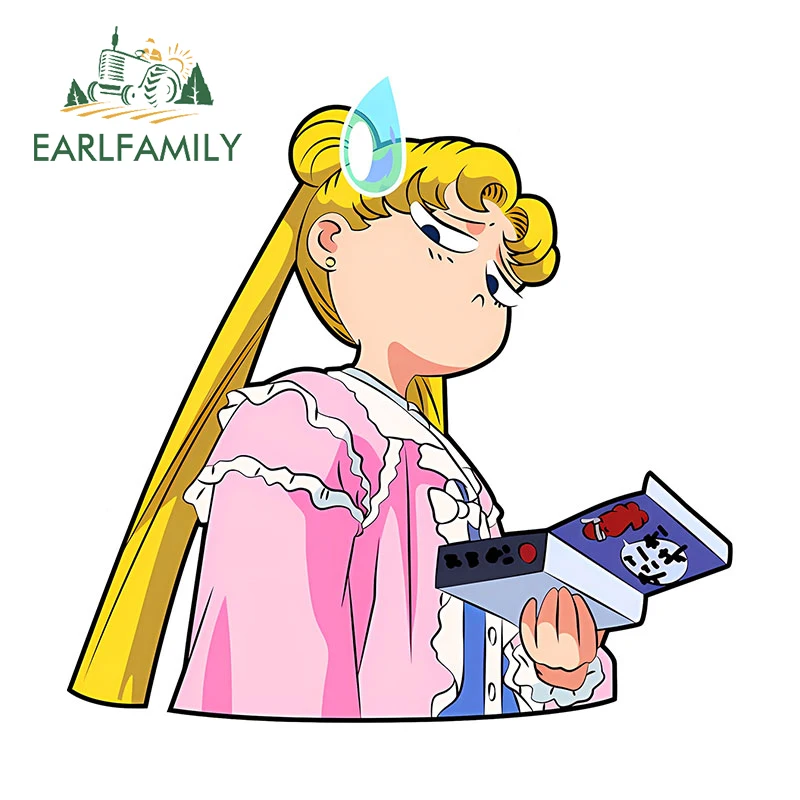 

EARLFAMILY 13cm x 12.6cm for Creative Sailor Moon Peek Car Sticker Racing Drifting Decal Scratch-Proof Funny Windshield Graphics