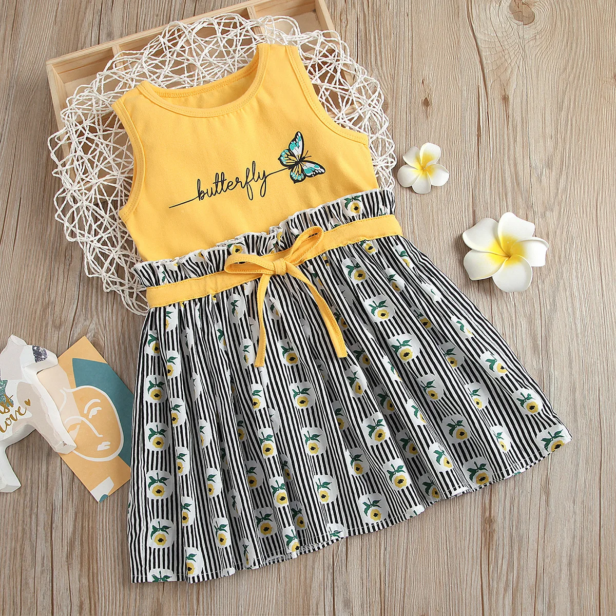 

Infant Baby Girls Dress Summer Sleeveless Letter Dress Princess Dress Flower Round Neck Dress Summer Dress