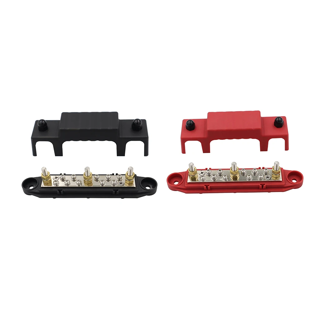 

150A Power Distribution Block Bus Bar Car Terminal Blocks Busbar High Current Wiring Stud with Covers Cable Organizer Box RV Red