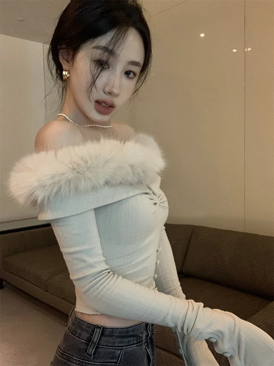 Женский свитер с длинными рукавами теплый мягкий кашемировый пуловер плюшевой