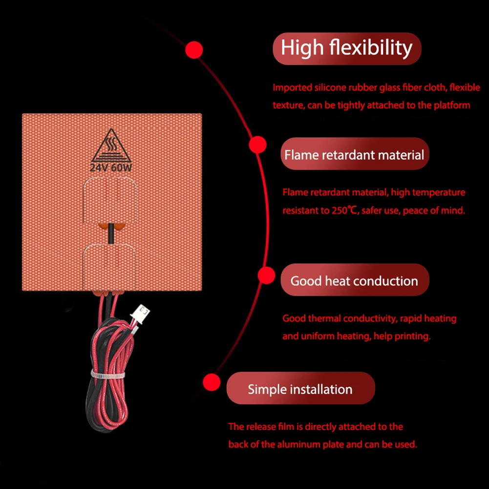 

Durable High Quality Hot Sale New Practical Silicone Heating Pad Heating Mat 1pc Heated Bed NTC 100K Thermistor