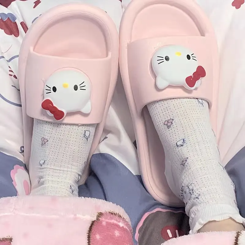 Шлепанцы Hellokitty Cinnamoroll милые высокие шлепанцы пляжная обувь Мультяшные легкие