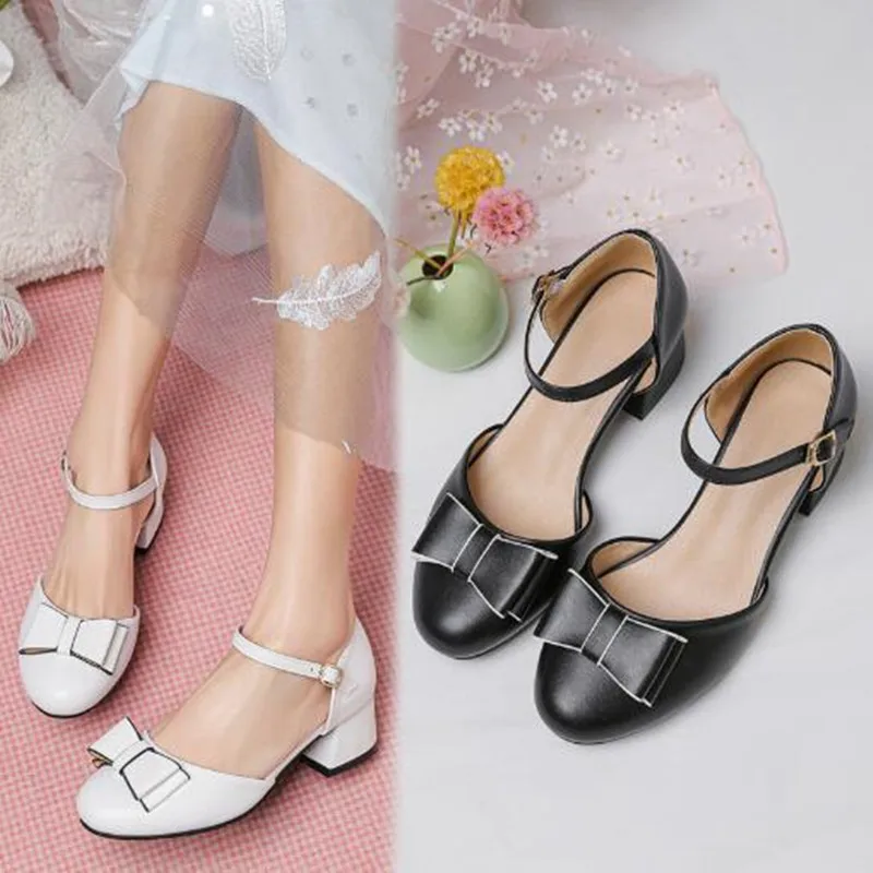 Girls Princess Shoes Butterfly Knot High-Heel Shiny Shoes Kids Leather Shoes Children's Single Shoes Birthday Present