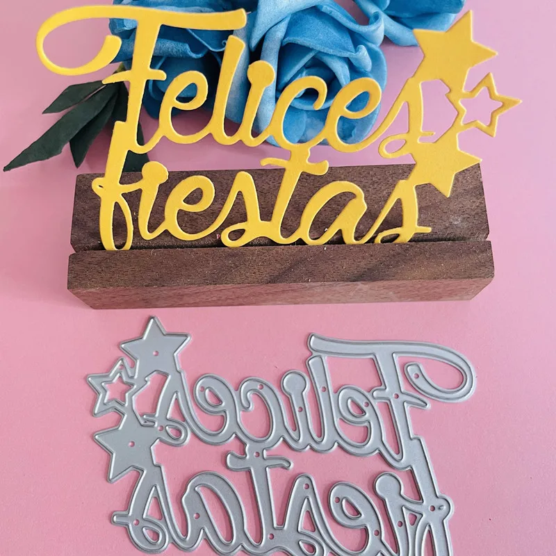 Испанские надписи, праздничные украшения, штампованные металлические штампы, «сделай сам», скрапбукинг, бумажные открытки, тиснение, ремесло, высечка ручной работы