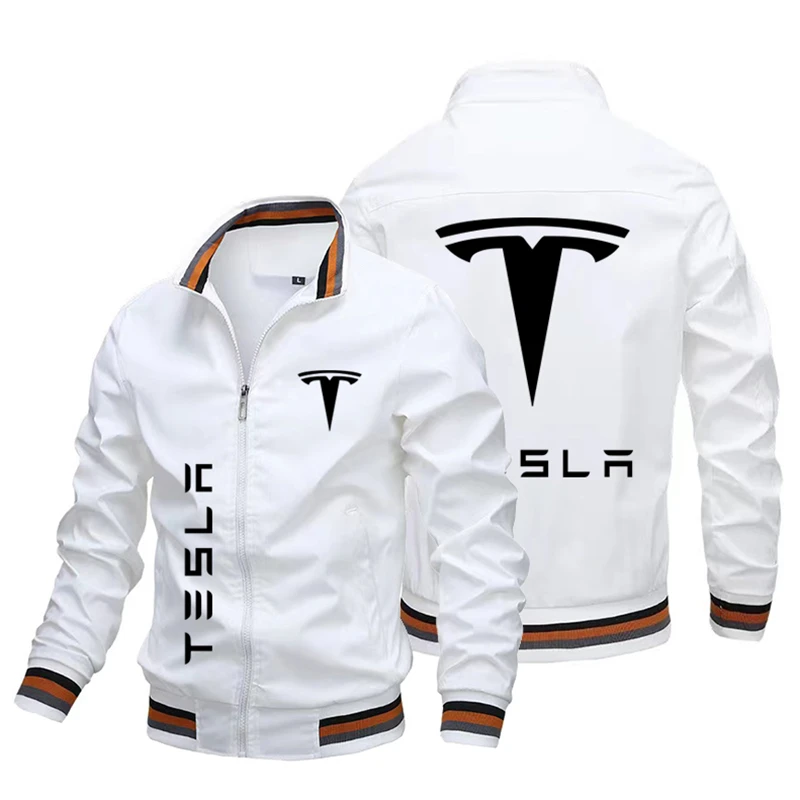 

2022Spring and autumn high quality men's jacket trend new TESLA car logo printed men's Jacket breathable men's top