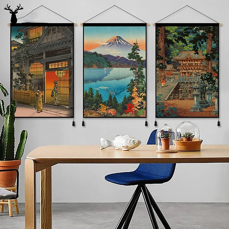 

Japan Style Scroll Wall Painting Vintage Room Decor Aesthetic Living Room Restaurant Home Decoration Tapestry Wall Art Poster