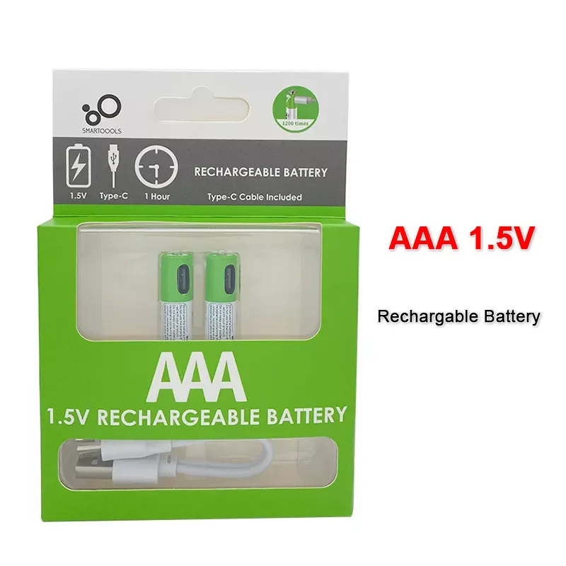 

NEW NEW USB AAA Rechargeable Batteries 1.5V 550 mWh li-ion battery for remote control mouseElectric toy battery + Type-C Cable