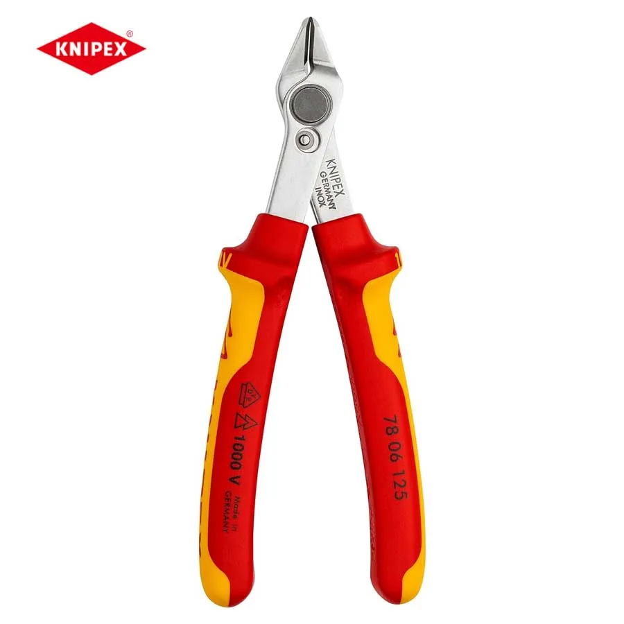 Фото KNIPEX Изолированные электронные супер ножи 1000 В VDE 125 мм Плоскогубцы для электрика 78 06 125 VDE №1