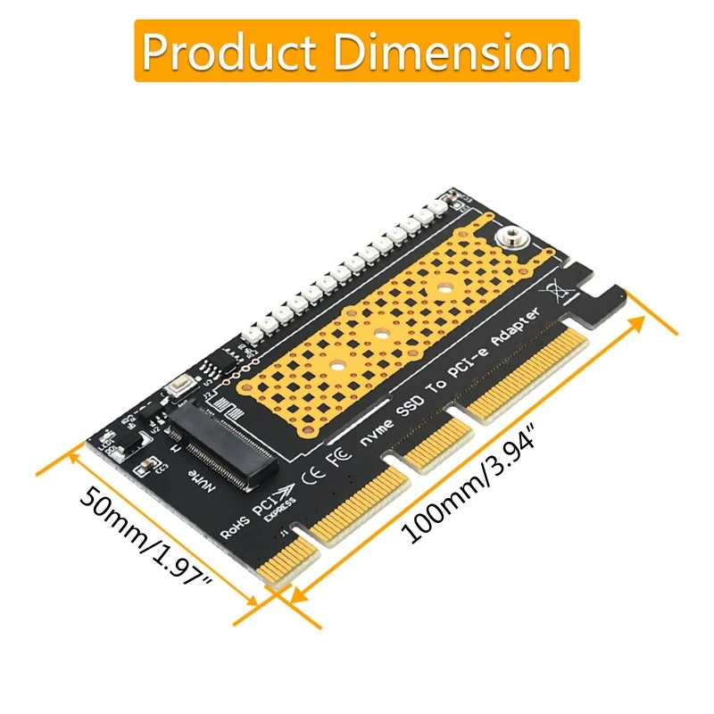 

R2LB NVME SSD to PCI-E Adapter Card Convenient Converter Board with Cool Light for Desktop PC Chia Mining Driver-free