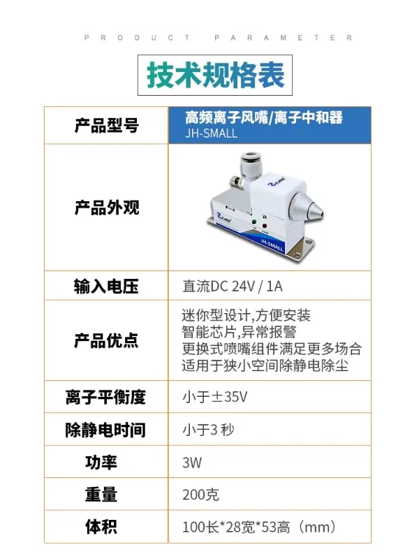 Высокочастотная ионная воздушная насадка противостатическая змеевидная
